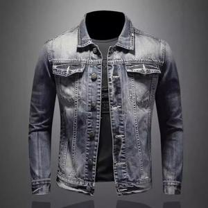 2025 Autumn Trendy Korean Style <b>Men's</b> Slim Fit Jacket Casual Vintage Denim Jacket Printing Thin Thickness OEM Service Available - Product Image 1