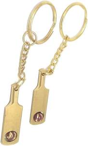 Llavero de Metal con Bate de Cricket y Pelota Giratoria en el Interior para Niños y Niñas (Dorado) - Product Image 2