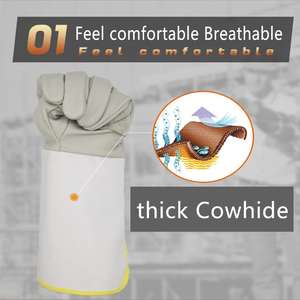 ถุงมือเชื่อมหนังวัวแยกหนากันลื่นสำหรับทุกเพศสามารถปรับแต่งได้ผลิตจากปากีสถาน - Product Image 3
