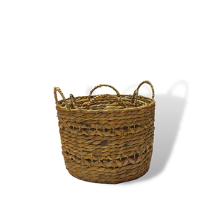 Set 3 Jute Basket Round Woven Jute Handle Basket Fruit Bowl Set Seagrass Storage Basket High Quality