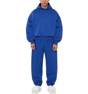 Conjunto personalizado de 2 piezas Royal Blue Heavyweight 350GSM 400GSM 450GSM Unisex Peso pesado Oversized Sudadera con capucha y pantalones de chándal conjunto de hombres - Product Image 1