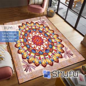 SHUFU พรมผ้าสักหลาดดีไซน์แบบนามธรรมที่ทันสมัยดูแลรักษาง่ายป้องกันการลื่นวัสดุโพลีเอสเตอร์พิมพ์แบบซักได้สวมใส่สบายยาวนาน - Product Image 1