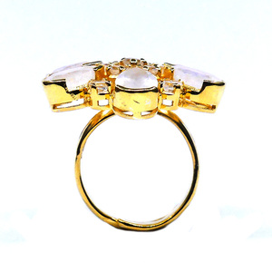 Anillo clásico de Plata de Ley 925 para mujer, piedra lunar arcoíris blanca chapada en oro a la moda, piedra preciosa hecha de acero inoxidable para - Product Image 2