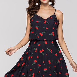 Meilleure vente Robe sexy à imprimé floral et dos nu et à bretelles réglables, col en V, robes pour femmes de grande taille - Product Image 1