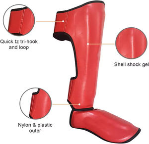 Protection de tibia en cuir avec rembourrage en mousse respirant et élastique pour le football, protège-tibias de Muay Thai - Product Image 3