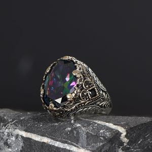 Anillo Otomano Azuris de Alta Calidad en Plata de Ley 925 para Hombre, Joyería de Moda con Piedra Negra Natural, Hecho en Turquía VALKH1626 - Product Image 3
