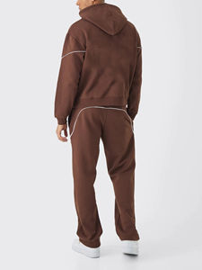 Vente flash : Ensemble 2 pièces pour homme, sweat-shirt à capuche et pantalon de survêtement, design uni rouge, respirant, streetwear, imprimé, écologique, pour l'hiver - Product Image 2