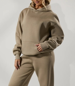 Survêtement ample pour femme en coton 100% avec logo en dentelle imprimé en 3D personnalisé de haute qualité, épaules tombantes, style hiver - Product Image 2