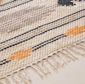 ผ้าปอกระเจาใยธรรมชาติทำด้วยมือพรมถักแบบอินเดียลวดลายแอบสแตรกสวยงามมีสีแดงขนาด5x8 12X14สั่งได้ - Product Image 2