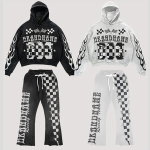 Pull-over 2 pièces personnalisé avec impression DTG, sweat à capuche Boxy, survêtement pour homme, ensemble pantalon de survêtement et sweat à capuche de haute qualité, survêtement ajusté pour homme - Product Image 1
