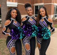 Uniforme de danse HBCU Majorette, costume de performance violet à sequins et strass, tenue de compétition pour équipe de cheerleading