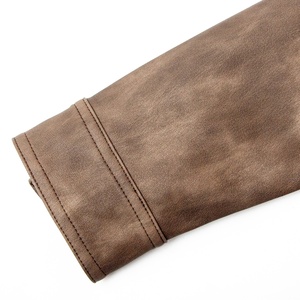 Chaqueta marrón de cuero PU personalizada para mujer, estilo callejero, cuello con hebilla abotonada, fabricantes de chaquetas de cuero fabricadas en lona - Product Image 4