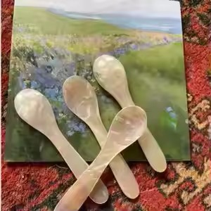 ช้อนตักครีมทาหน้าสำหรับแต่งหน้าเครื่องสำอางช้อนคาเวียร์ทรงเปลือกหอยธรรมชาติขนาดเล็ก - Product Image 5