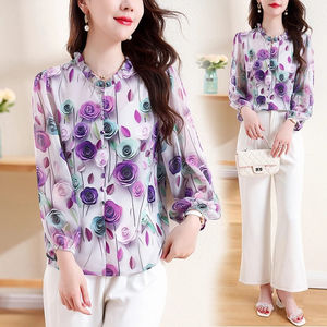 เสื้อเชิ้ตผ้าไหมแขนยาวระบายอากาศได้ดีแขนยาวแบบปรับได้สินค้ามาใหม่ - Product Image 4