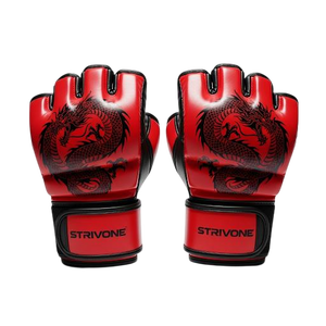 Gants de MMA Strivone Red Dragon personnalisés Équipement d'entraînement en cuir PU respirant avec caractéristiques extensibles Équipement de combat absorbant les chocs - Product Image 1