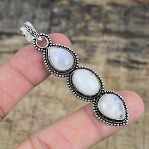 Pierre de lune pierres précieuses pendentif bijoux pour femmes argent Boho Style bijoux 925 en argent Sterling tendance à la main pendentif cadeau pour - Product Image 4