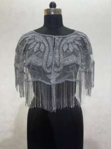 Nouveau design fait à la main poncho pour femmes haut élégant moderne paillettes perlées hauts de soirée pour les filles décontracté hiver automne porter - Product Image 2