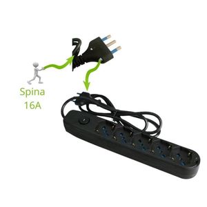 Multisocket 5 uscite spina universale 16A 1.5 metri cavo nero con pacco protezione per bambini 1 ciabatte - Product Image 6
