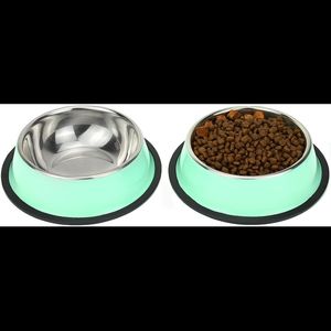 Bol pour animaux de compagnie en acier inoxydable Extra Large de qualité supérieure 400ml Base en caoutchouc antidérapante arrondie Personnalisable Chien Chat Mangeoire Portable Eau Nourriture - Product Image 1