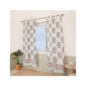 Look d'impression de bloc rustique blanc sur mesure 5x7 pieds à la main 100% coton brodé Texture rideaux avec rideaux en tissu lavable - Product Image 5