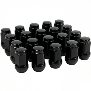 Vypart 20 pièces Écrous de roue en alliage noirs à extrémité fermée 1/2-20, résistants à la chaleur et à la rouille, finition chromée, conception solide pour remplacement de roue - Product Image 1