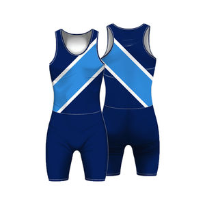 Combinaison de lutte unisexe personnalisée à rayures imprimées par sublimation, vêtements de sport extensibles, séchage rapide, respirant, 180g - Product Image 4