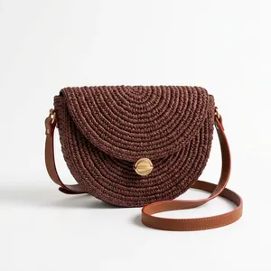 Bolso cruzado tejido de NoStraw, color sólido, estilo bohemio, cierre con cierres de presión, uso diario - Product Image 2