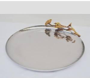 Plateaux de service classiques en marbre pour maison, hôtel, Restaurant, couleur noire, design moderne, forme ronde, métal et marbre, fournitures d'hôtel - Product Image 5