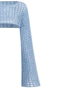 Manufacturer Customized Sky Blue Crochet Knit Cropped Sweater Women <b>Long</b> Flare Sleeve Openwork Hollow Fashion Top - Product Image 2