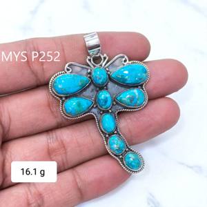 Colgantes hechos a mano, venta al por mayor, joyería de plata fina, colgantes de piedras preciosas turquesa de cobre azul Natural - Product Image 1