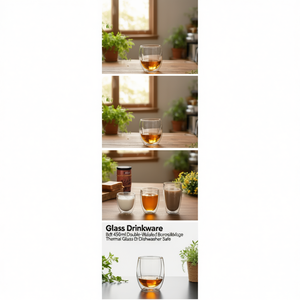 Bdt 450ml Double-Walled Borosilicate Thermal Glass <b>Drinkware</b> Dishwasher Safe - Product Image 3