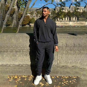 ..ชุดวอร์มผู้ชายแจ็คเก็ตซิปเต็มพร้อมกางเกงวิ่งชุดลำลองสองชิ้นเหมาะสำหรับการฝึกวิ่งกีฬาและชุดออกกำลังกาย - Product Image 2