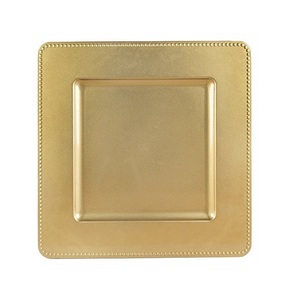 Plateau en métal plaqué or de haute finition écologique forme carrée Restaurant Dessert Snack chargeur ménage jardin utilisation intérieure plats - Product Image 2