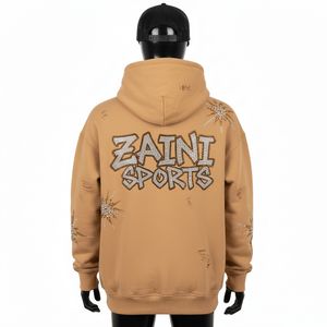 Sudadera con Capucha de Lujo para Mujer, 320 GSM, Algodón y Poliéster, Color Camel, Logotipo con Pedrería Termoadhesiva, Sudadera Básica para Mujer - Product Image 2