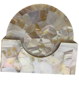 Meilleur ensemble de sous-verres incrustés de résine MOP Tapis décoratif léger en nacre pour le thé Accessoires de table pour la maison - Product Image 1