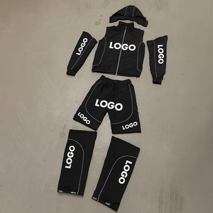 Custom Reflective Windbreaker Jacket and Nylon Track <b>Pants</b> Zipper Nylon <b>Shorts</b> <b>Sweat</b> suit Men Windbreaker Tracksuit - Product Image 3