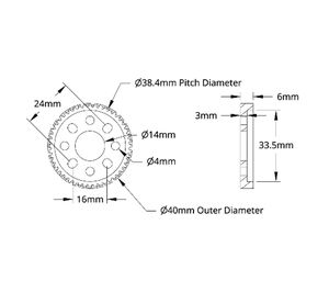 Engranaje de Montaje en Eje de Aluminio Serie 4302, MOD 0.8 (Diámetro Interior de 14 mm, 48 Dientes) para Robots STEM, REV, WCP, FTC, FRC - Product Image 2