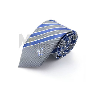 Cravate unisexe en soie jacquard de luxe, motif géométrique, bleu roi, écologique, avec logo personnalisé, de haute qualité, pour la franc-maçonnerie, en promotion - Product Image 3