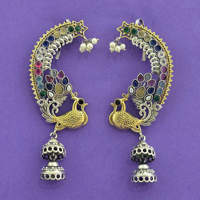 Pendientes de Aro de Latón Oxidado con Baño de Dos Tonos para Mujer - Joyería de Moda de la India