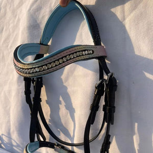 Brida de Cuero Acolchada con Diadema de Cristal para Caballo, Brida Inglesa para Exhibición y Competición - Product Image 5
