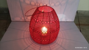 Red Cherry Wire Metal Wax Candle Holders <b>Tealight</b> Light <b>Lantern</b> Large for Christmas Home Decoration Handmade - Product Image 2