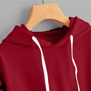 OEM Premium Quality sweats à capuche pour femmes manches longues fermeture éclair devant poche à capuche couleur unie crop tops sweat à capuche décontracté - Product Image 5