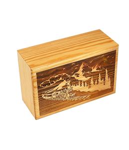 Urnas de cremación de madera de montaña hechas a mano para cenizas humanas, caja de urna funeraria de árbol de la vida grande para adultos (250 LB-Tren de madera de pino) - Product Image 1