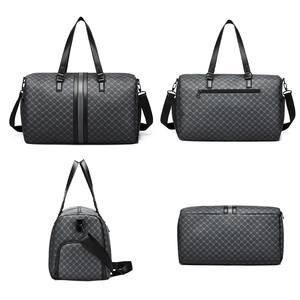 Bolsa de viaje grande con logotipo personalizado para hombre, diseño de bolsa de lona de cuero PU, bolsa de fin de semana, almacenamiento individual de zapatos de lujo de alta calidad - Product Image 3