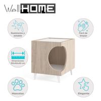 Table de chevet élégante en bois couleur bois Well Home 50x40x40cm avec trou pour animaux de compagnie