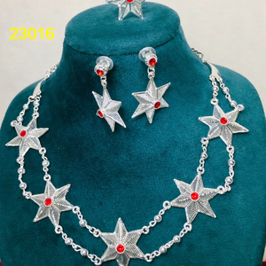 Ensemble de collier et de boucles d'oreilles longues en argent plaqué argent et CZ, bijoux en alliage imitation pour mariage et soirée, modèle 23024 - Product Image 3