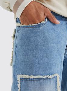 Pantalones Vaqueros Desgastados de Mezclilla, Corte Recto, Alta Calidad, Personalizados para Hombre, Pantalones Cargo Holgados con Lavado Ácido - Product Image 4