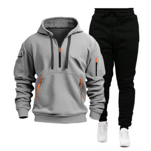 Ensemble de jogging imprimé personnalisé pour l'entraînement, survêtement brodé pour hommes, coupe classique, pantalon cargo, sweat-shirt à capuche, sweat-shirt, pantalon 100% - Product Image 4