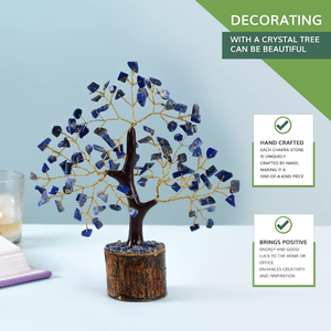 Pierre semi-précieuse naturelle Lapis lazuli arbre de pierres précieuses 100 puces arbre de cristal Feng Shui Figurine pour la décoration de la maison - Product Image 5