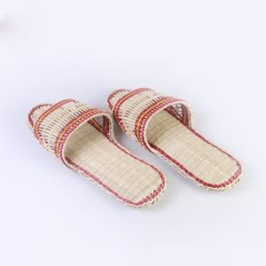 Tongs d'extérieur d'été Boho Chaussures en jonc de mer naturelles écologiques pour dames Pantoufles d'intérieur confortables pour la maison - Product Image 2